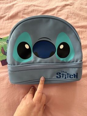 Disney Stitch Big Face Blue Zip Dome Cosmetic Bag